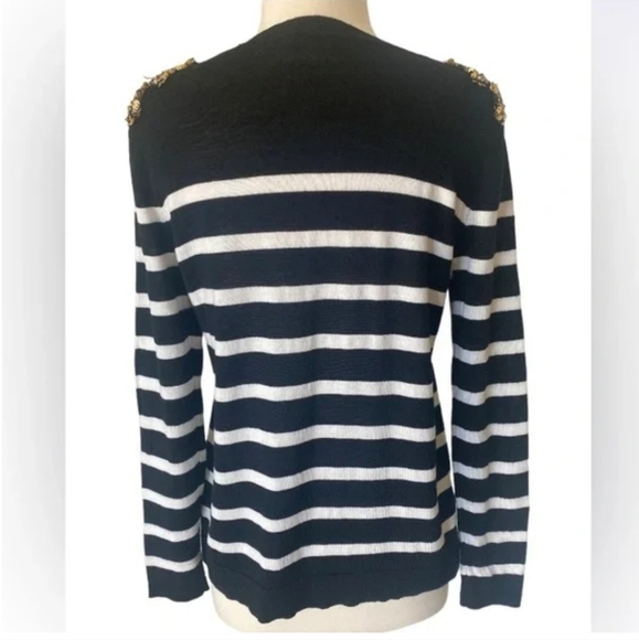Ann Taylor LOFT Embellished Striped Sweater Top - Picture 4 of 5
